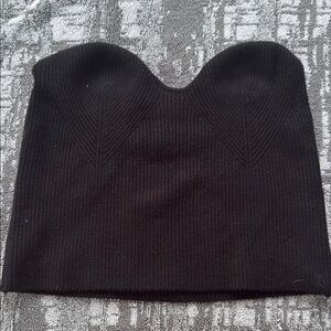 Double Zero Black Ribbed Bustier Crop Top
